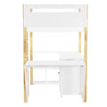 Twin Size Wood Loft Bed With Built In Storage Cabinet And Cubes, Foldable Desk, White White Solid Wood Mdf