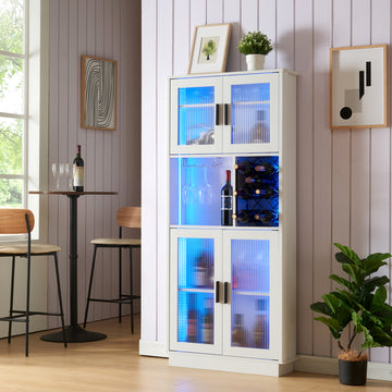 Led Wine Bar Cabinets With Wine Rack, Wine Bottle Rack, Storage Cabinet For Kitchen, Dining Room, Narrow White White Dining Room Modern Mdf