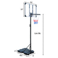 Portable Basketball Hoop Stand W Wheels For Kids Youth Adjustable Height 5.4Ft 7Ft Use For Indoor Outdoor Basketball Goals Play Set Transparent Iron