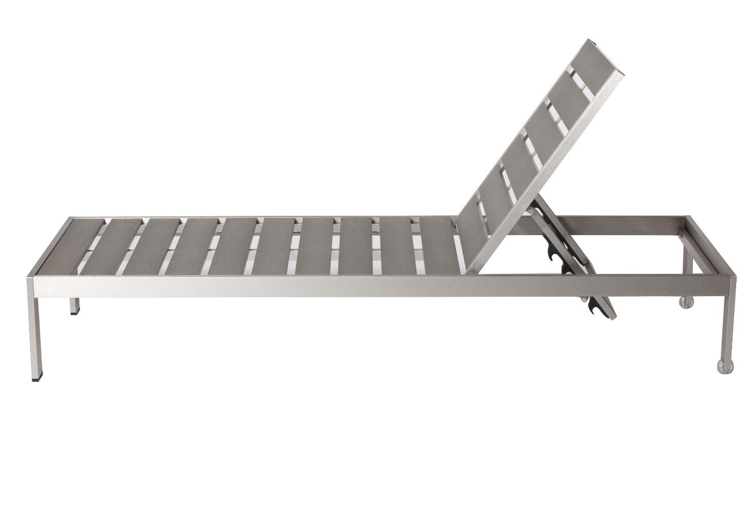 Versatile And Trendy Modern Anodized Aluminum Wheeled Lounger, Gray Gray Aluminum