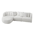 Convertible Corner Sofa With Armrest And Sectional Sofa, Left Chaise Longue For Living Room, Apartment & Office Beige Beige Boucle