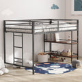 Adam Junior Twin Loft Bunk Black With Cinnamon Wood Shelf Box Spring Not Required Twin Black Metal Bedroom Bunk Metal & Wood