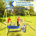 Indoor Outdoor Metal Swing Set With Safety Belt For Backyard Multicolor Steel