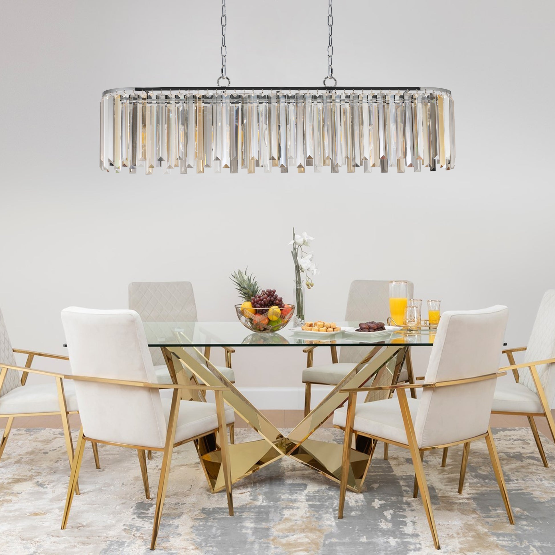 Same As W1340P189407 L5018 Modern Oval Crystal Ceiling Chandelier Luxury Home Decor Light Fixture No Bulbs Transparent Modern Crystal