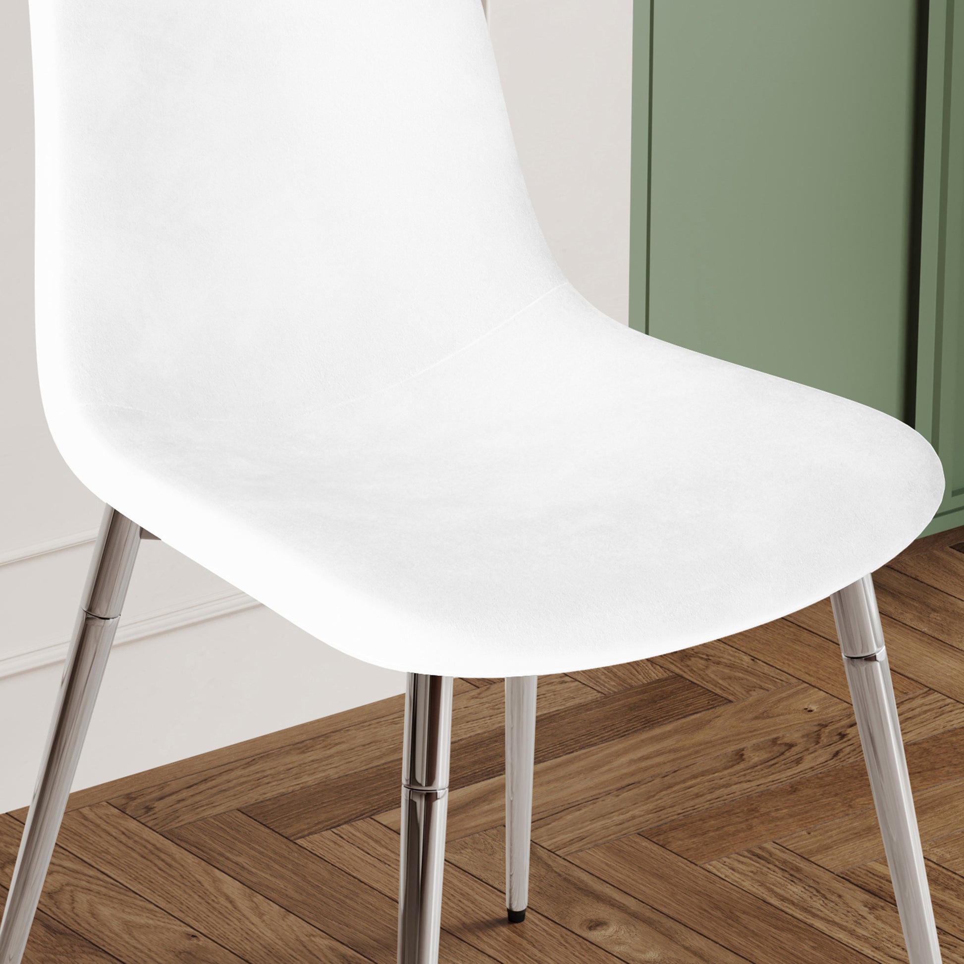 Dining Table Set Of 9, 0.32" Thick Tempered Glass Top Dining Table With Metal Legs And Eight Fabric Dining Chairs, Table Size: 62.99" L X 35.43" W X 29.92" H Silver Tempered Glass