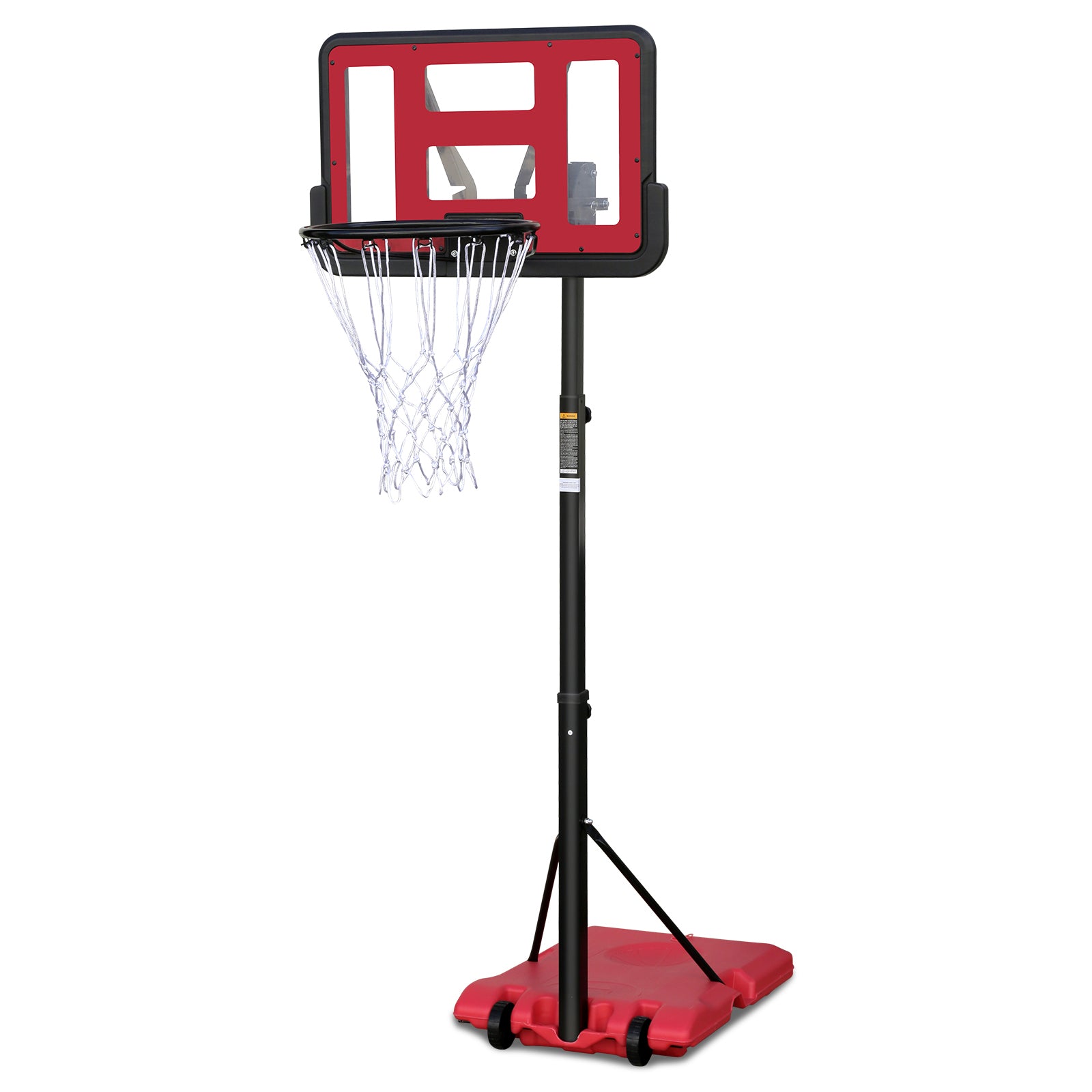 Use For Outdoor Height Adjustable 4.8 To 7.7Ft Basketball Hoop 44 Inch Backboard Portable Basketball Goal System With Stable Base And Wheels Balls Sports Red Garden & Outdoor Sporty Iron