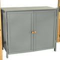 Full Size Wood Loft Bed With Built In Storage Cabinet And Cubes, Foldable Desk, Gray Gray Solid Wood Mdf