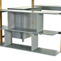 Twin Size Wood Loft Bed With Built In Storage Cabinet And Cubes, Foldable Desk, Gray Gray Solid Wood Mdf