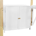 Twin Size Wood Loft Bed With Built In Storage Cabinet And Cubes, Foldable Desk, White White Solid Wood Mdf