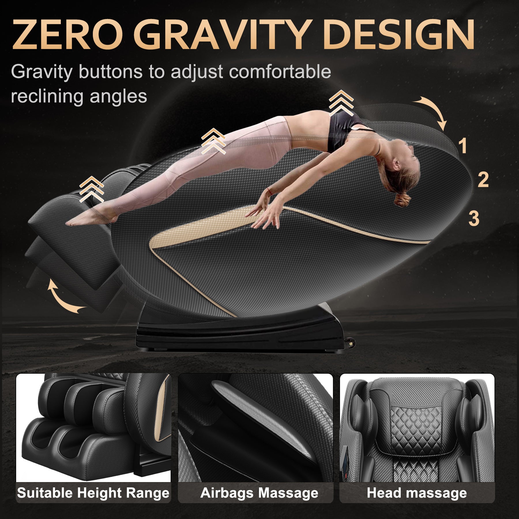 Massage Chair Blue Tooth Connection And Speaker, Easy To Use At Home And In The Office And Recliner With Zero Gravity With Full Body Air Pressure, 001, 50D X 26W X 40H In, Black3 Black Pu Leather