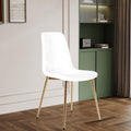 Fabric Dining Chairs Set Of 4, Upholstered Armless Accent Chairs, Classical Appearance And Metal Legs White Fabric