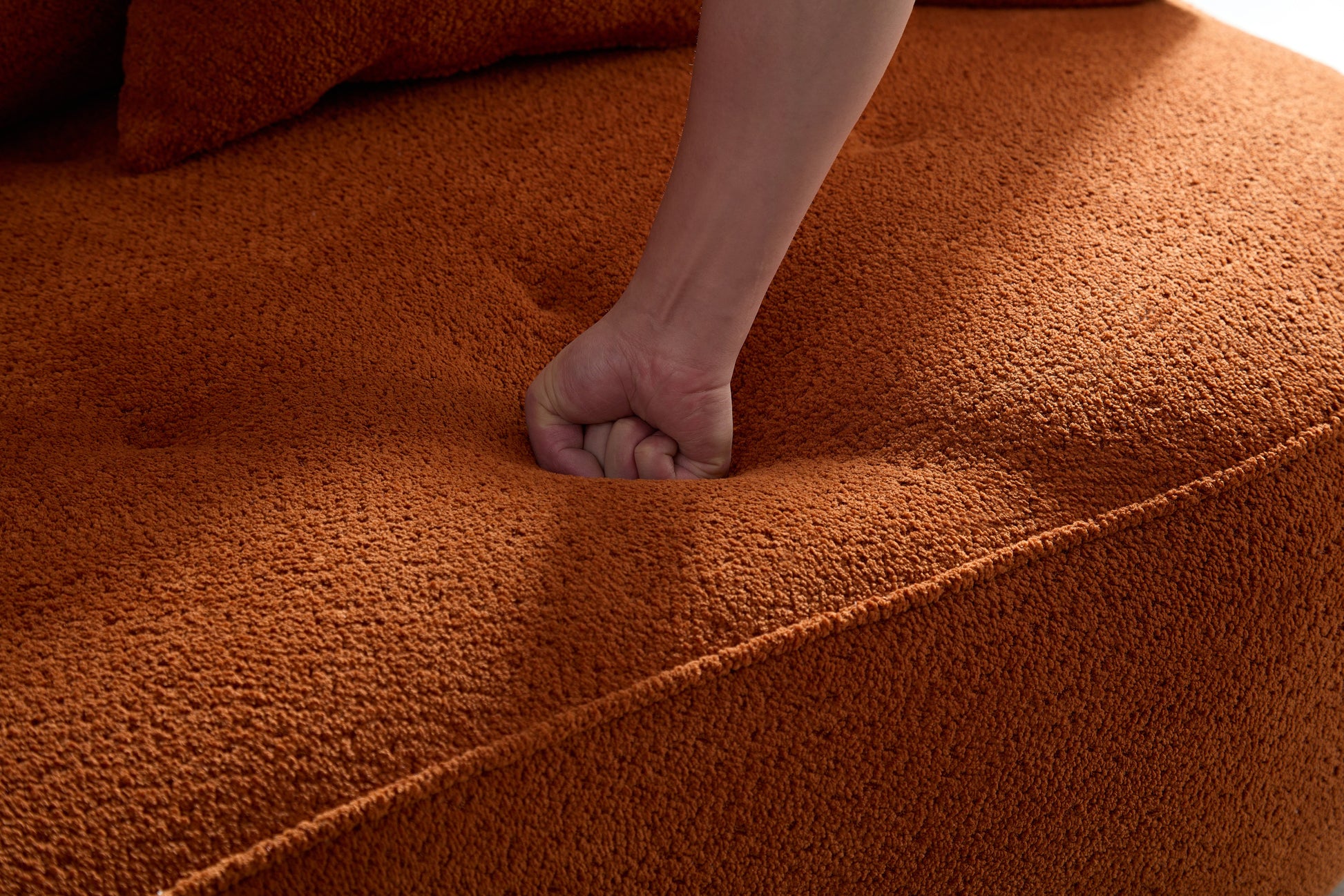 Wks7C Orange Sectional Sofa With Removable Pillows, Durable Fabric, Solid Wood Frame, High Density Sponge Filler Orange Fabric 4 Seat