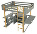 Twin Size Wood Loft Bed With Built In Storage Cabinet And Cubes, Foldable Desk, Gray Gray Solid Wood Mdf