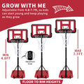 Use For Outdoor Height Adjustable 4.8 To 7.7Ft Basketball Hoop 44 Inch Backboard Portable Basketball Goal System With Stable Base And Wheels Balls Sports Red Garden & Outdoor Sporty Iron