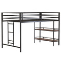 Adam Junior Twin Loft Bunk Black With Cinnamon Wood Shelf Box Spring Not Required Twin Black Metal Bedroom Bunk Metal & Wood