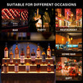 Led Lighted Liquor Bottle Display Shelf, 37 Inch Bar Display Shelf, Diy Illuminated Bottle Shelf With App & Remote Control, 3 Step Freestanding Holding Bottles For Home Bar, Party, Walnut Walnut Kitchen Modern Engineered Wood