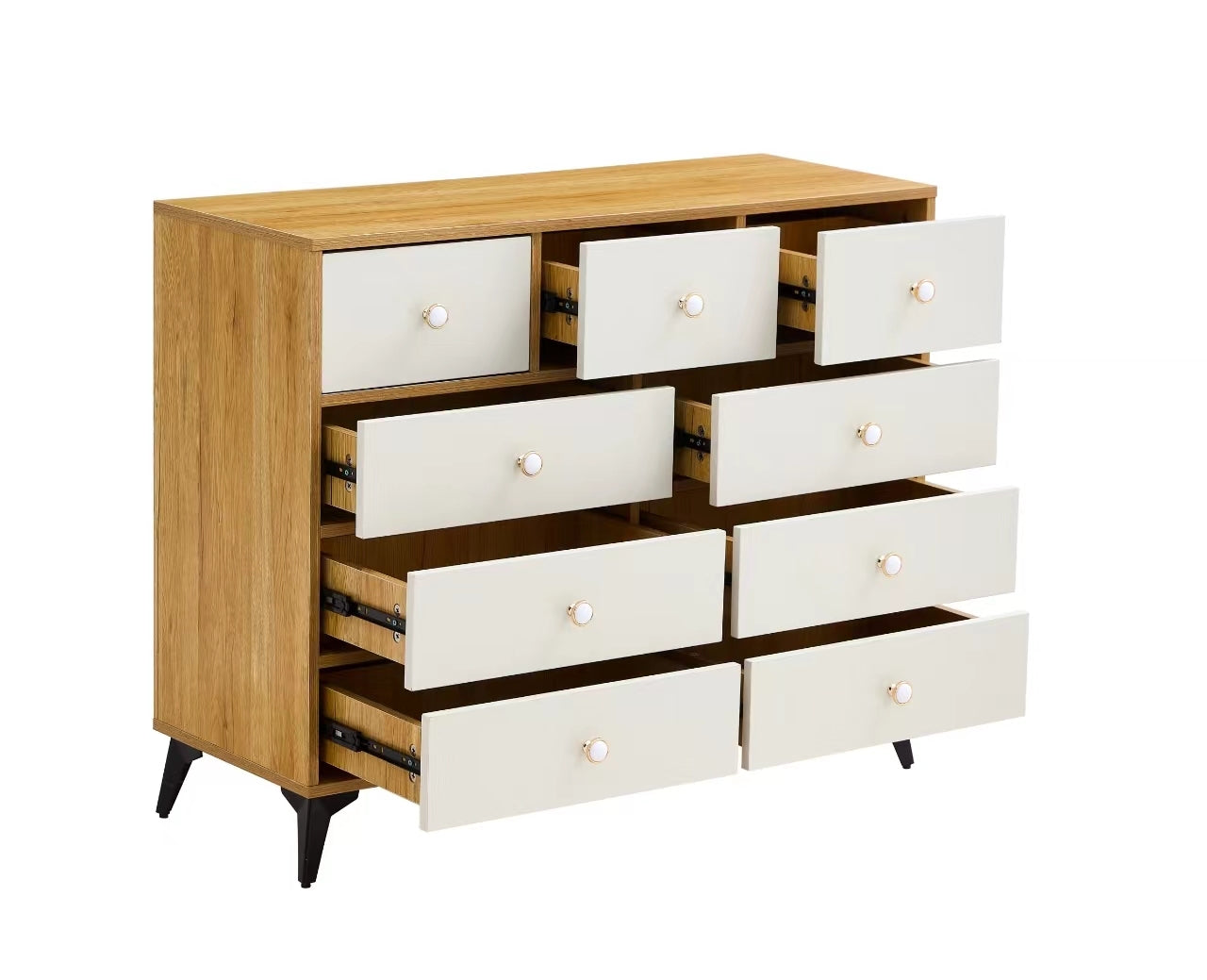 Cabinet Wood Mdf Boards, 9 Drawers Dresser, Wood Colour Wood Drawer 5 Drawers & Above Mdf