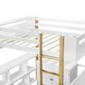 Full Size Wood Loft Bed With Built In Storage Cabinet And Cubes, Foldable Desk, White White Solid Wood Mdf