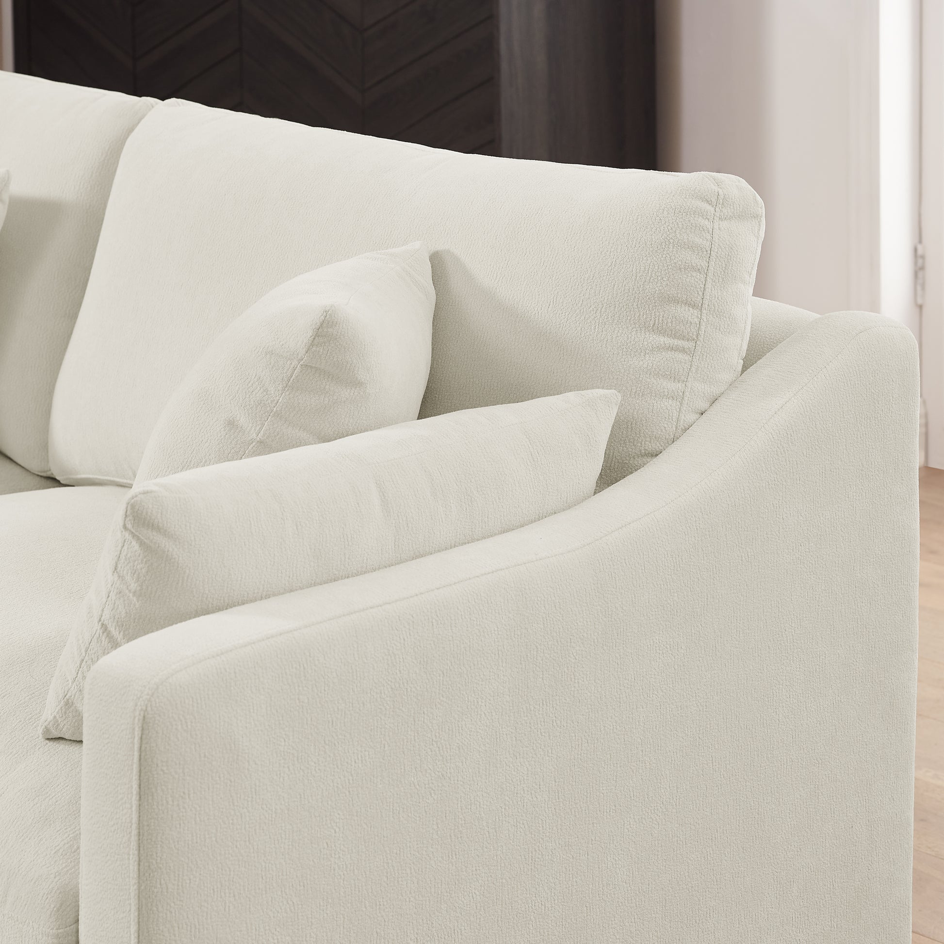 6 Seats Modular L Shaped Sectional Sofa With Ottoman,10 Pillows, Oversized Upholstered Couch W Removabled Down Filled Seat Cushion For Living Room, Chenille Beige Beige Chenille Wood Primary Living Space Soft Pillow Back Eucalyptus Square Arms Foam
