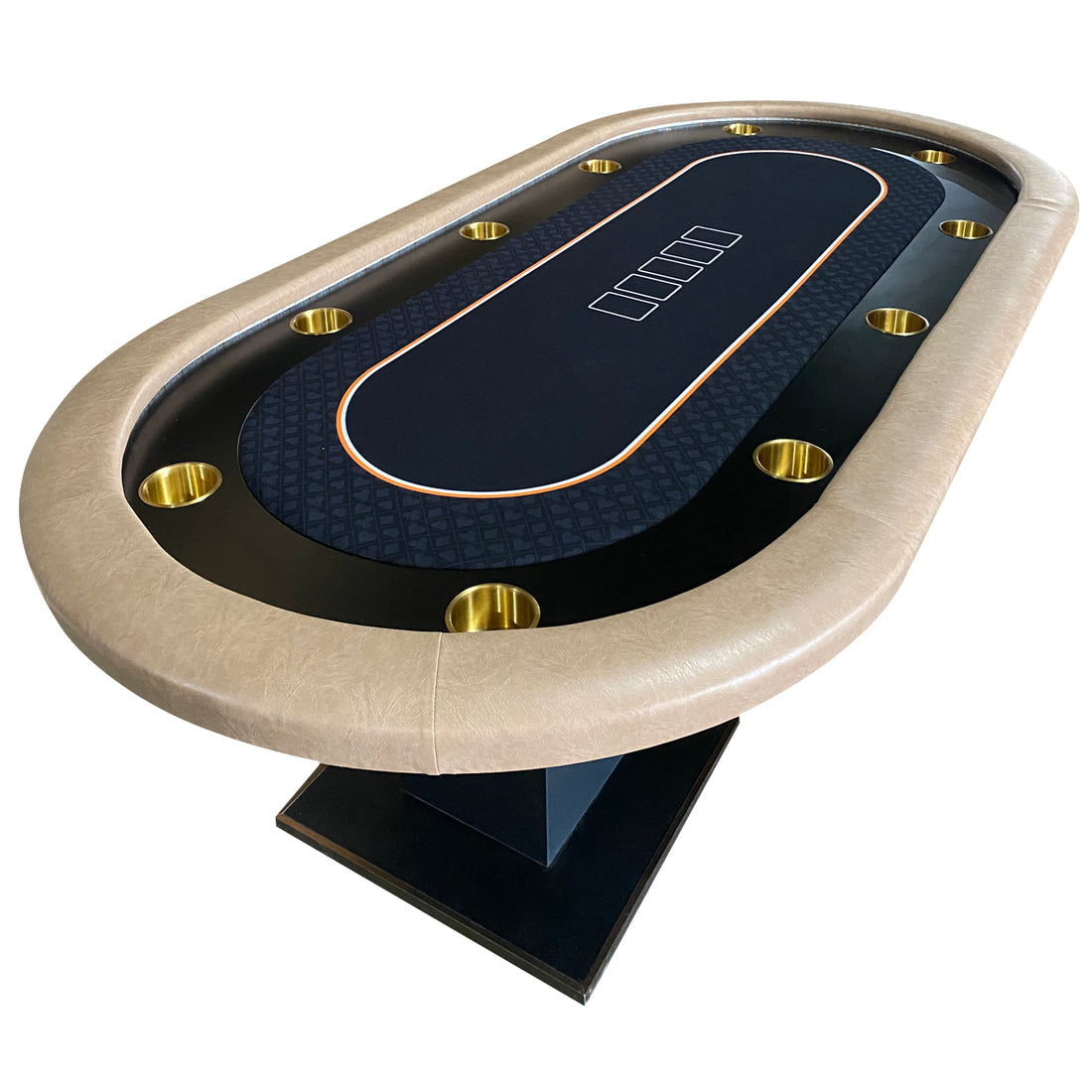 96" Premium Black Speed Cloth Casino Texas Holdem Poker Table With Dimmable Led Beige Black Wood