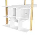 Twin Size Wood Loft Bed With Built In Storage Cabinet And Cubes, Foldable Desk, White White Solid Wood Mdf