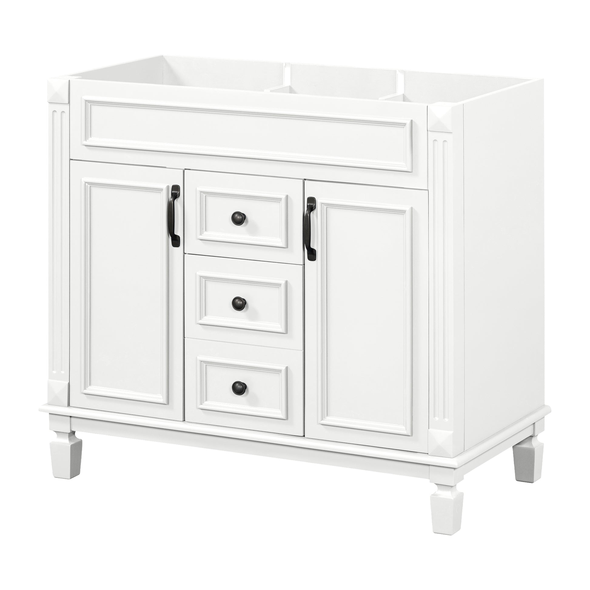 36'' Bathroom Vanity Without Top Sink, Cabinet Only, Modern Bathroom Storage Cabinet With 2 Soft Closing Doors And 2 Drawers White Bathroom Mdf