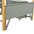 Twin Size Wood Loft Bed With Built In Storage Cabinet And Cubes, Foldable Desk, Gray Gray Solid Wood Mdf