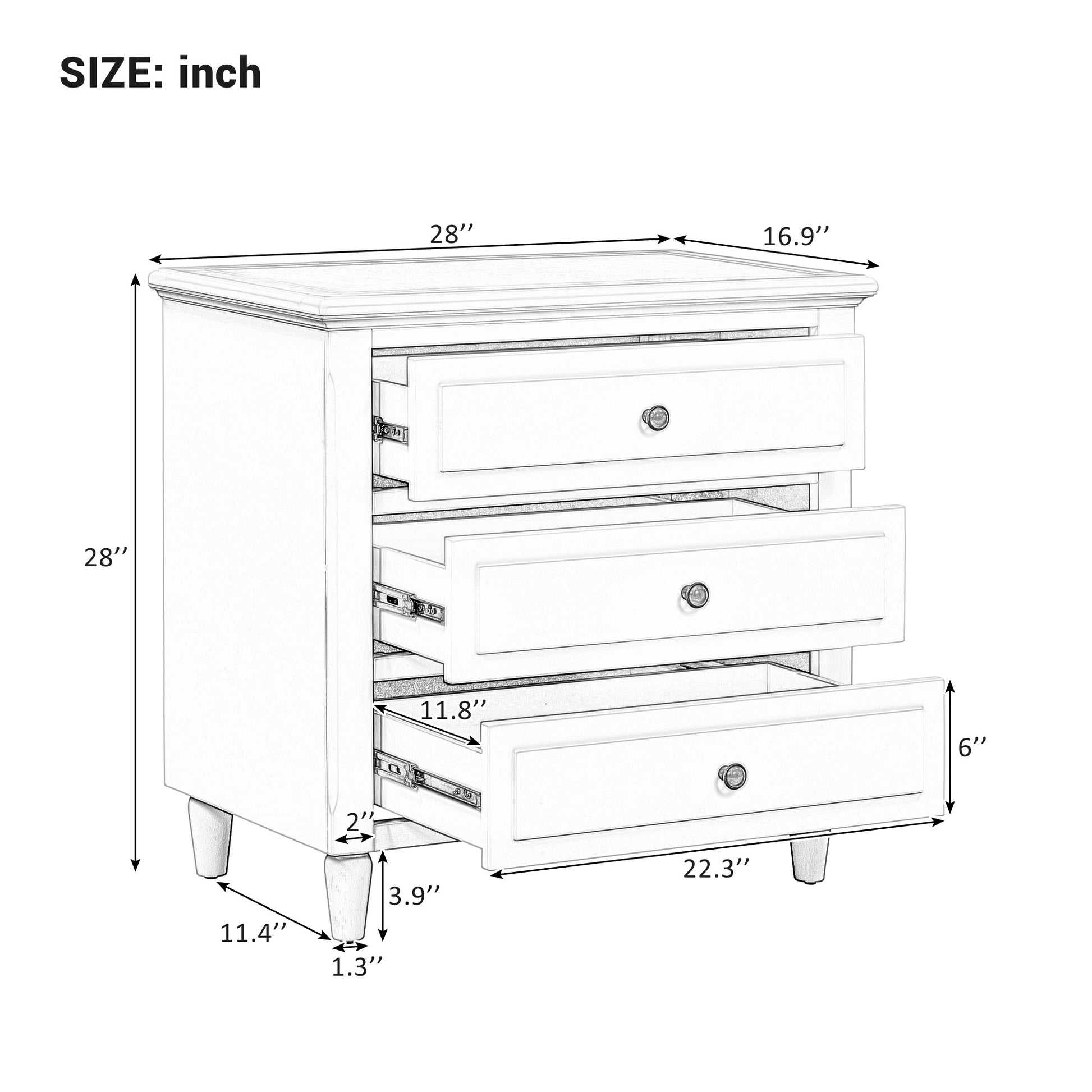 3 Drawer Nightstand Storage Wood Cabinet As Same As Wf297663Aab Black 3 Drawers Mdf