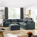 6 Seats Modular L Shaped Sectional Sofa With Ottoman,10 Pillows, Oversized Upholstered Couch W Removabled Down Filled Seat Cushion For Living Room, Chenille Grey Dark Grey Chenille Wood Primary Living Space Soft Pillow Back Eucalyptus Square Arms Foam