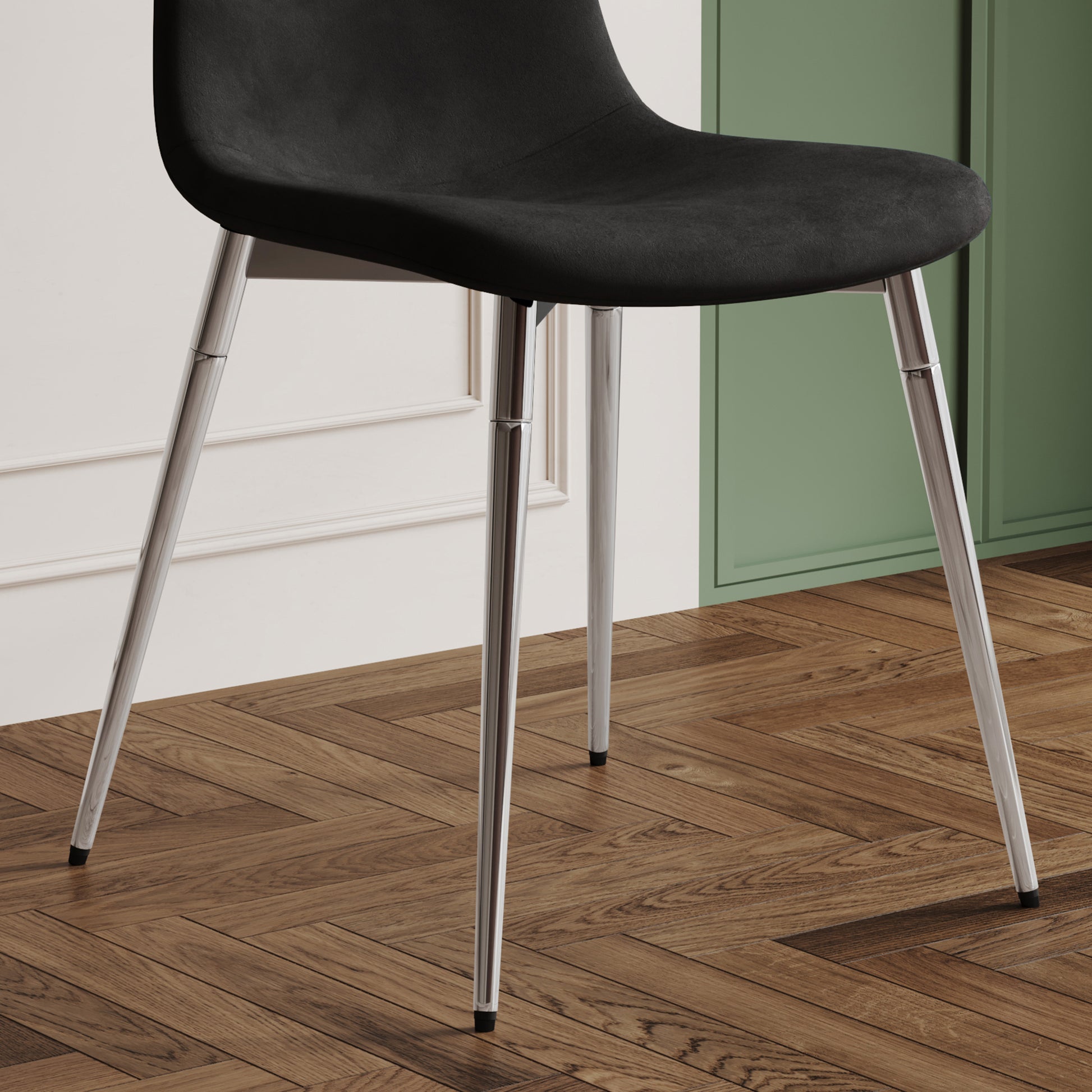 Dining Table Set Of 9, 0.32" Thick Tempered Glass Top Dining Table With Metal Legs And Eight Fabric Dining Chairs, Table Size: 62.99" L X 35.43" W X 29.92" H Silver Tempered Glass