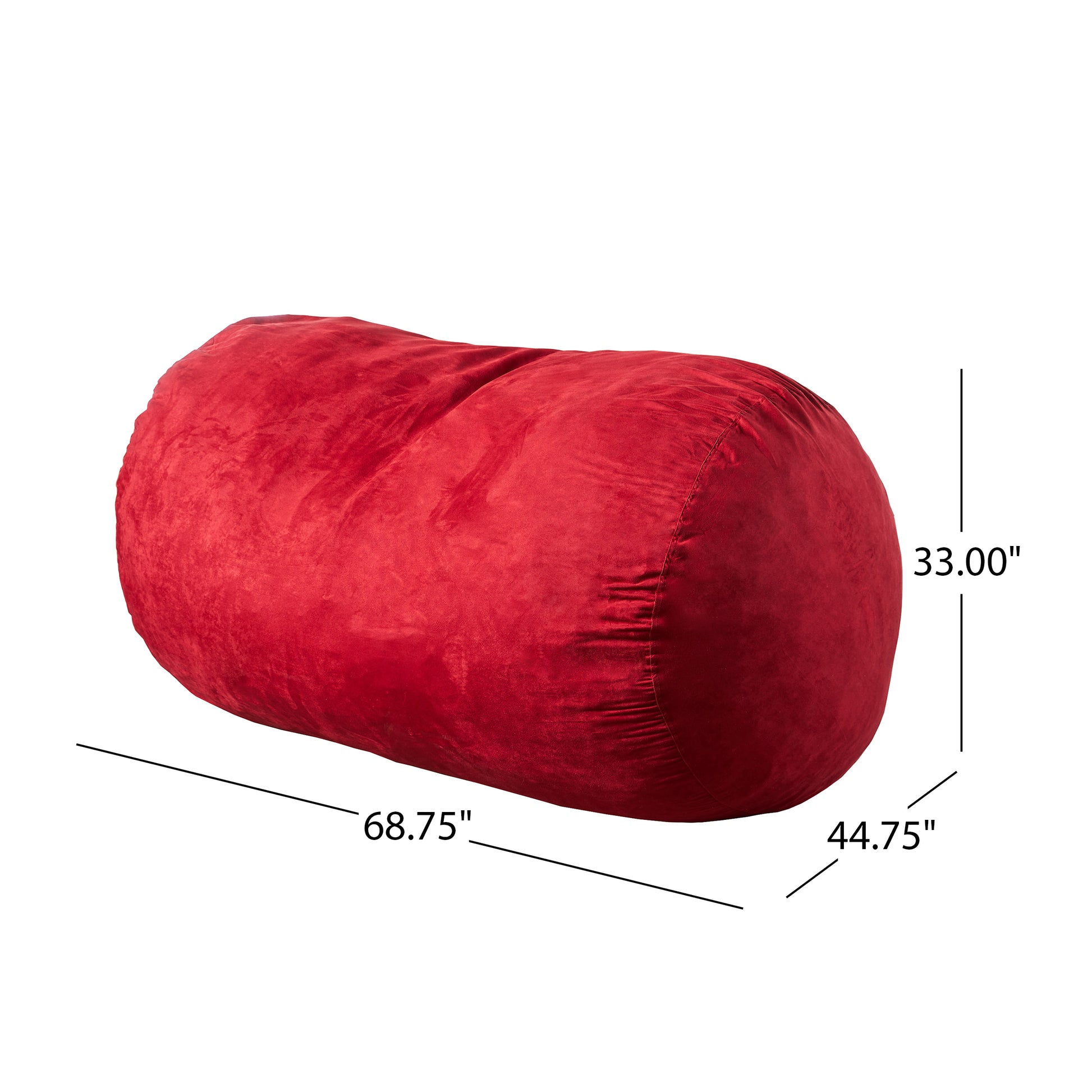 Firefly 6.5 Foot Suede Cylindrical Bean Bag, Red Red Microfiber