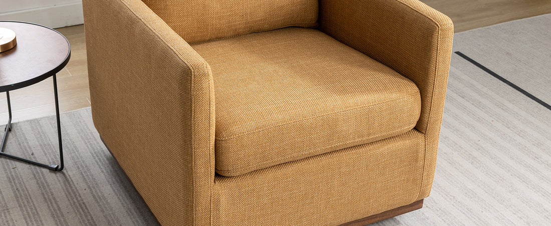 Mid Century Modern Swivel Accent Chair Armchair For Living Room, Bedroom, Guest Room, Office, Mustard Yellow 1 Mustard Yellow Linen