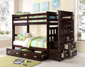 Allentown Bunk Bed Twin Twin & Storage In Espresso 10170W Espresso Solid Wood