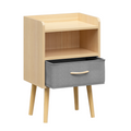 Nightstand With Collapsible Fabric Drawer, 2 Tier Storage End Table, Wood Side Table With Storage Cabinet Or Kids, Adults Oak Oak Engineered Wood