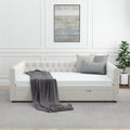 Daybed With Trundle Velvet Upholstered Tufted Sofa Bed, With Button And Copper Nail Onsquare Arms,Full Daybed & Twin Trundle For Bedroom, Living Room, Guest Room, 83