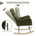 Nursery Rocking Chair, Teddy Upholstered Glider Rocker, Rocking Accent Chair With High Backrest, Comfy Rocking Accent Armchair For Living Room, Bedroom, Offices, Dark Green Iron Dark Green Primary Living Space Varnished Sponge Square Casual Rocking