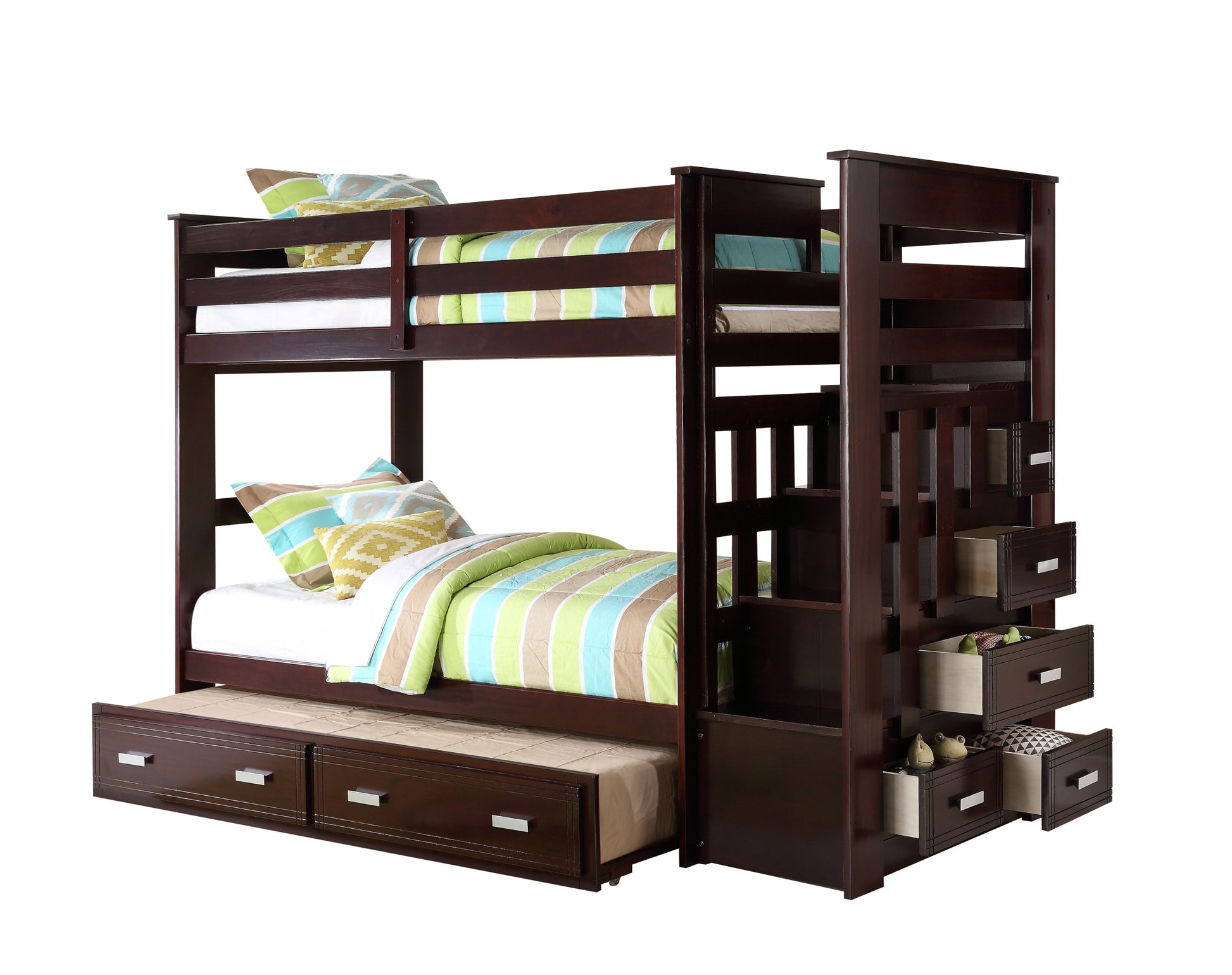 Allentown Bunk Bed Twin Twin & Storage In Espresso 10170W Espresso Solid Wood