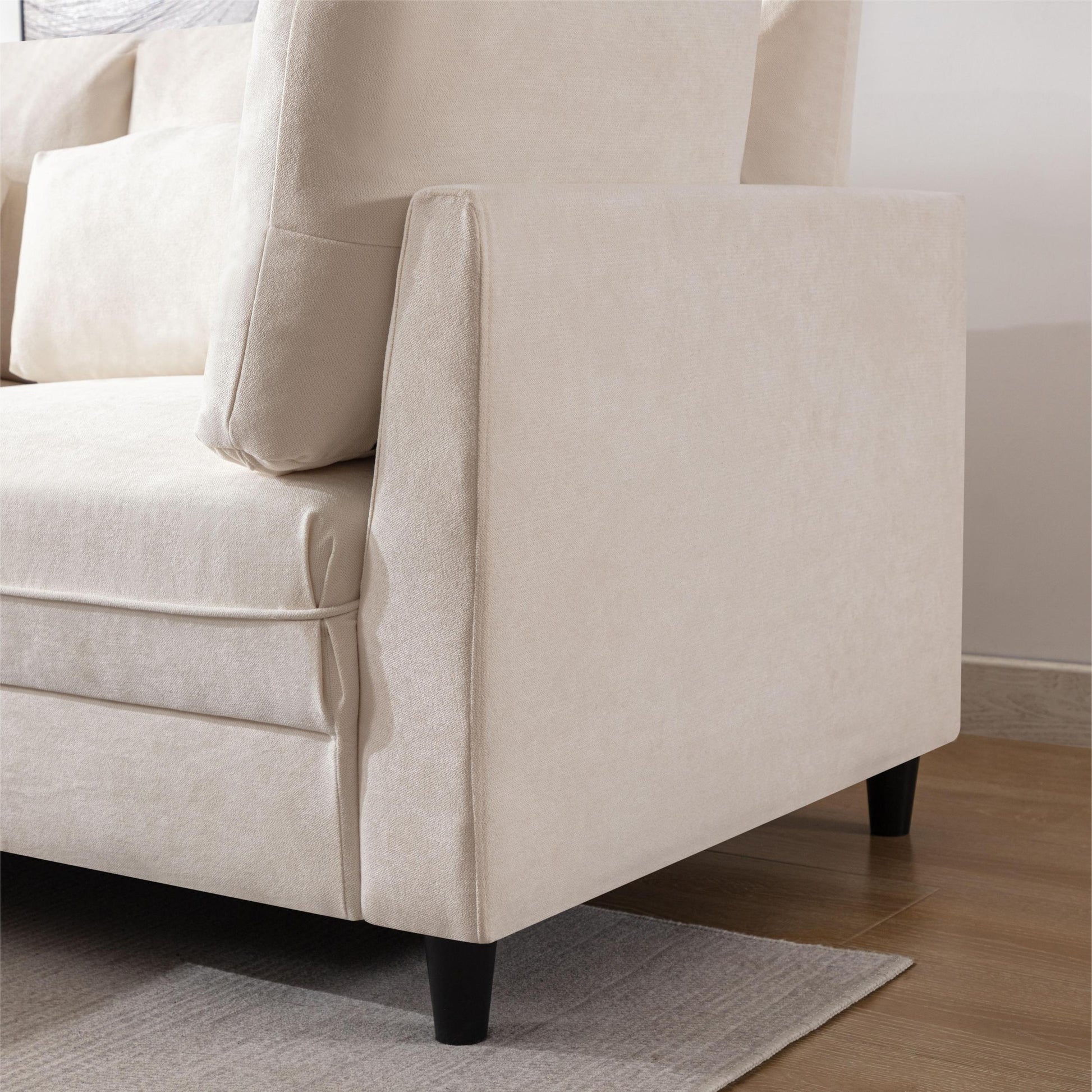 Oversized Modular Sectional Fabric Sofa Set With Waist Pillows, Extra Large U Shaped Couch With Reversible Chaise, 145 Inch Long, 6 Seat Modular Sofa With Ottamans Beige Light Brown Polyester Wood Primary Living Space Medium Soft Cushion Back Modern