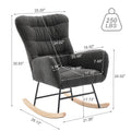 Nursery Rocking Chair, Teddy Upholstered Glider Rocker, Rocking Accent Chair With High Backrest, Comfy Rocking Accent Armchair For Living Room, Bedroom, Offices, Dark Gray Iron Dark Gray Primary Living Space Varnished Sponge Square Casual Rocking Chairs