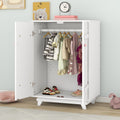 Wooden Wardrobe Cabinet With Hanging Rod, Storage Armoires With Doors ,White White Solid Wood