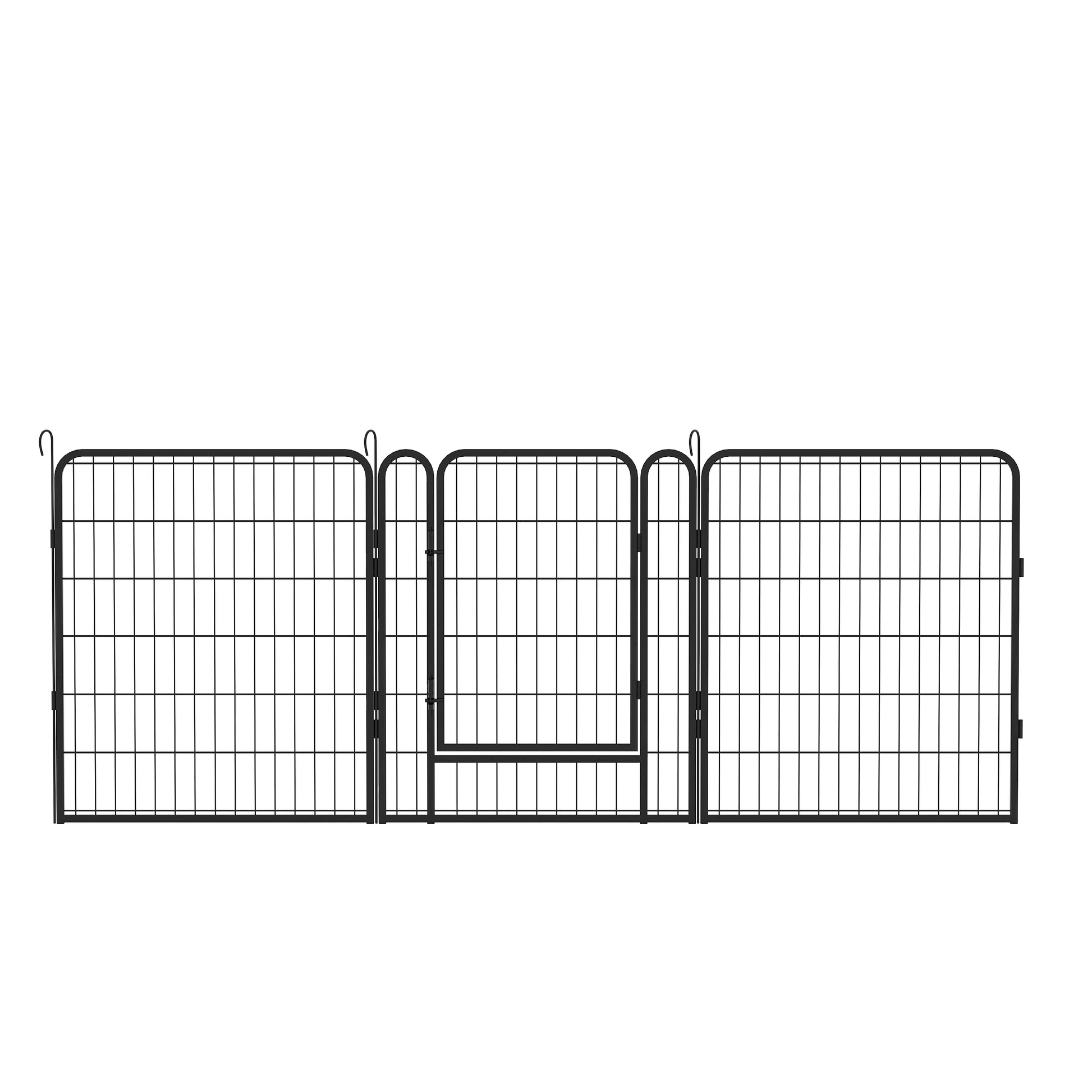 16 Panels Heavy Duty Metal Playpen With Door,31.7"H Dog Fence Pet Exercise Pen For Outdoor Black Metal