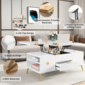 Modern Lift Top Coffee Table Multi Functional Table With Drawers In White White Mdf Steel
