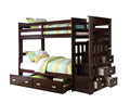 Allentown Bunk Bed Twin Twin & Storage In Espresso 10170W Espresso Solid Wood