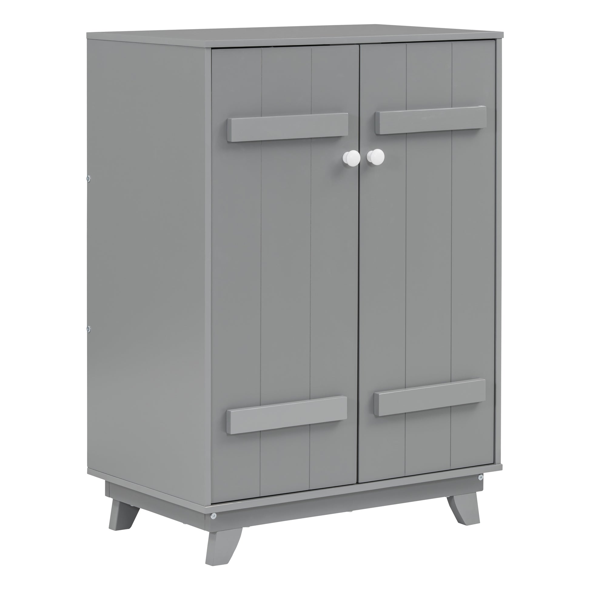 Wooden Wardrobe Cabinet With Hanging Rod, Storage Armoires With Doors,Gray Gray Solid Wood