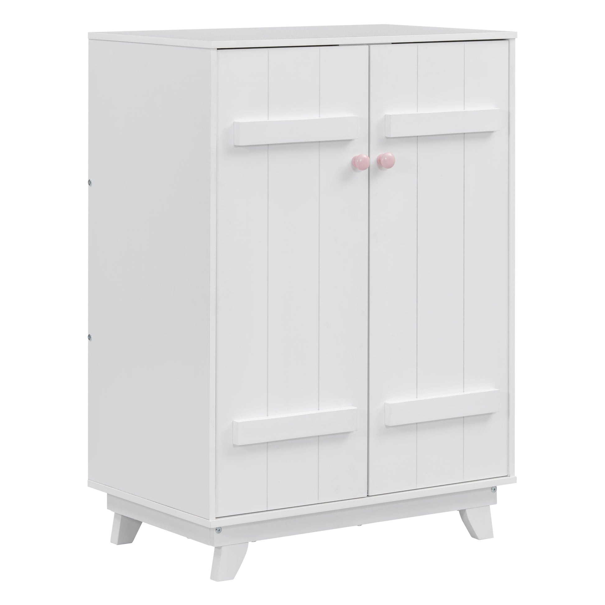 Wooden Wardrobe Cabinet With Hanging Rod, Storage Armoires With Doors ,White White Solid Wood