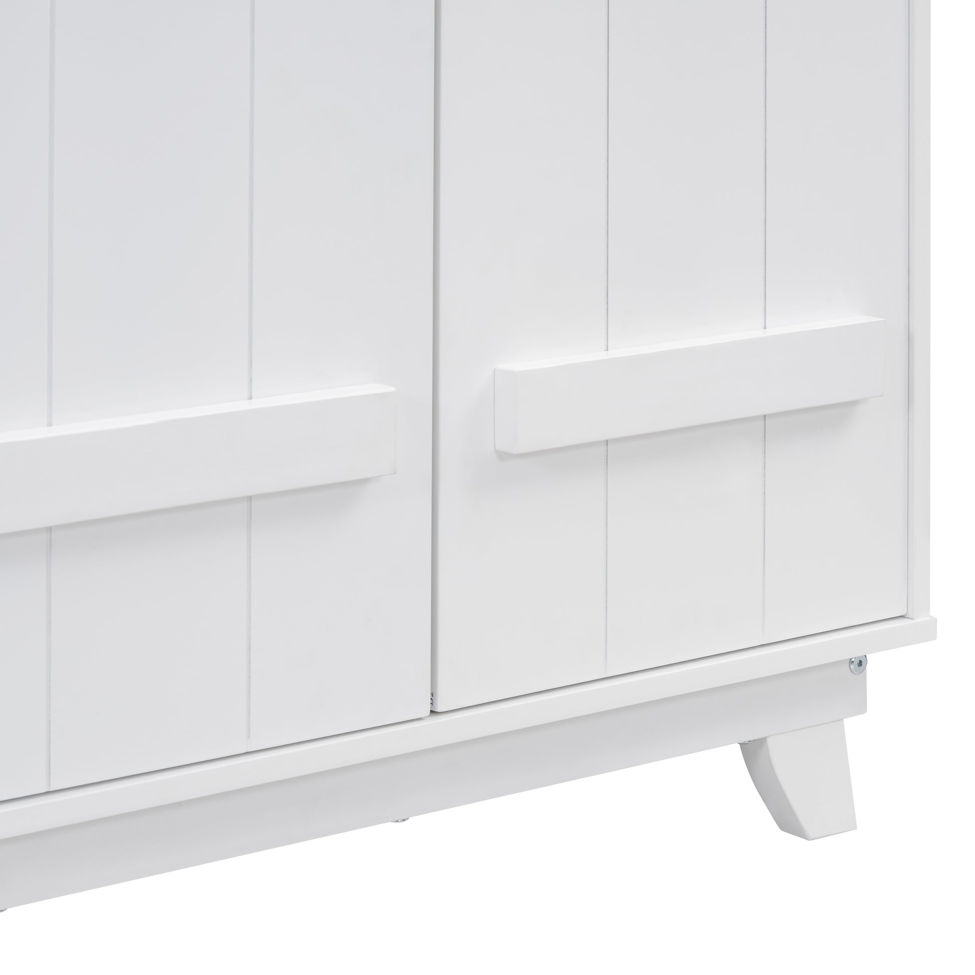 Wooden Wardrobe Cabinet With Hanging Rod, Storage Armoires With Doors ,White White Solid Wood