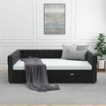 Daybed With Trundle Velvet Upholstered Tufted Sofa Bed, With Button And Copper Nail Onsquare Arms,Full Daybed & Twin Trundle For Bedroom, Living Room, Guest Room, 83