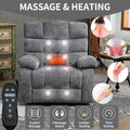 Lift Recliner Chair Heat Massage Dual Motor Infinite Position Up To 350 Lbs Large Electric Power Lift Recliners With Power Remote, Medium Firm And Heavy Duty, Grey White Metal Primary Living Space Heavy Duty Pine Grey Chenille Power Remote Medium Firm