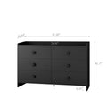 Chest Of Drawers Black Dresser6 Drawer Chest With Wide Storage, Modern Contemporary 6 Drawer Cabinet, Dresser For Bedroom Living Room Hallway Black Mdf