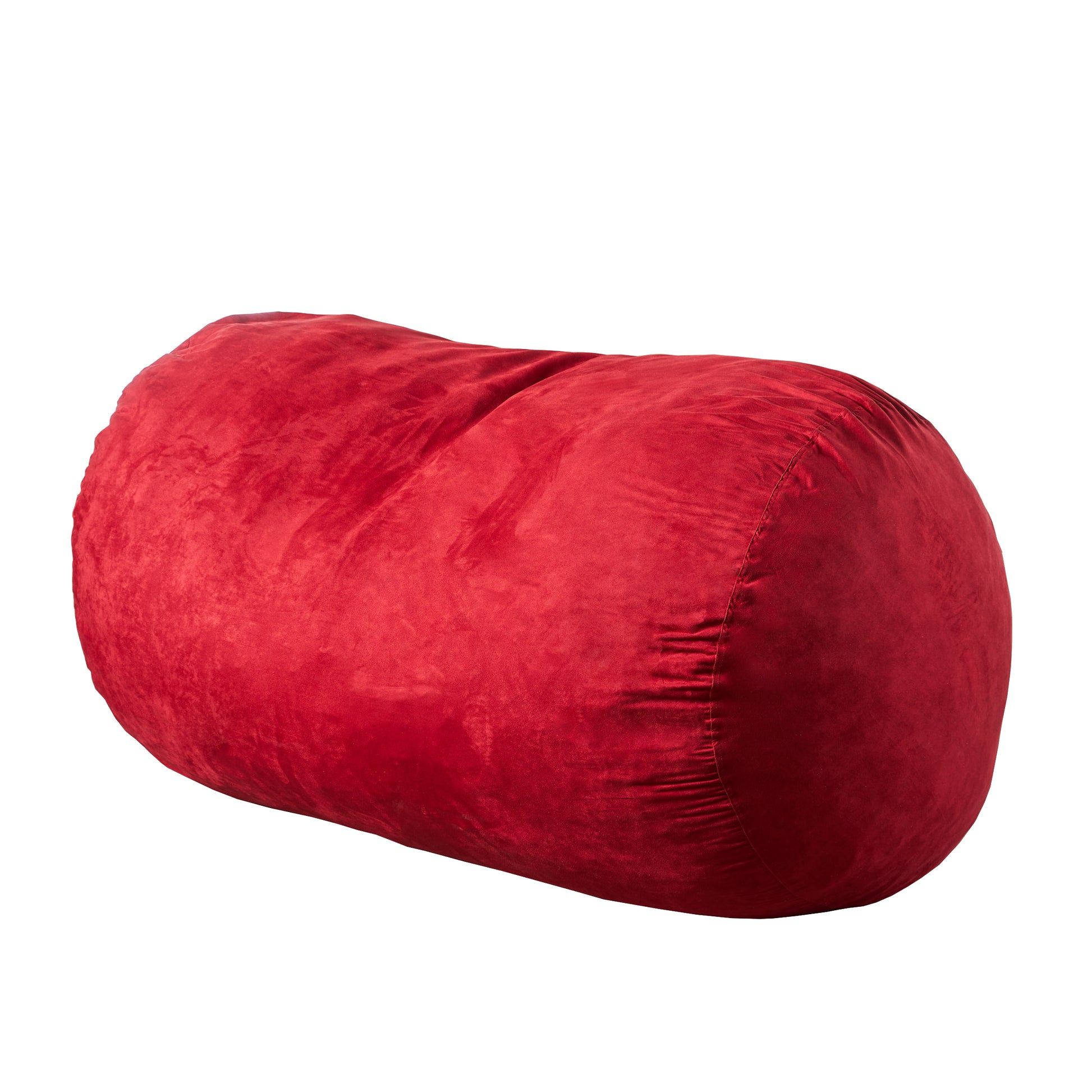 Firefly 6.5 Foot Suede Cylindrical Bean Bag, Red Red Microfiber